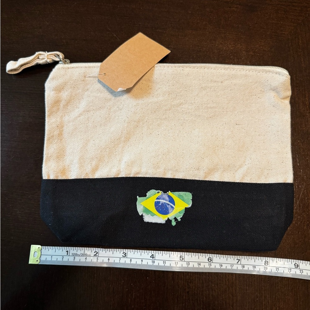 Canvas Pouch with Brazil Flag Design